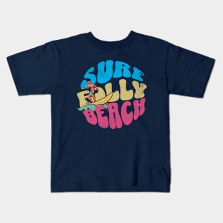 Surf Folly Beach South Carolina Vintage Surfboard Kids T-Shirt